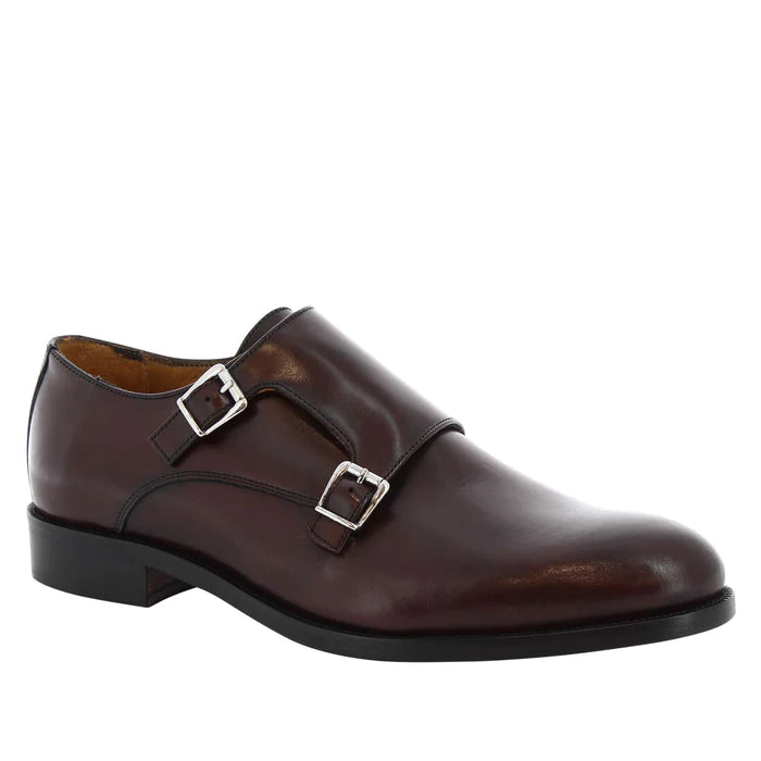 leather men's shoes with double buckle handmade