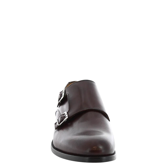 leather men's shoes with double buckle handmade