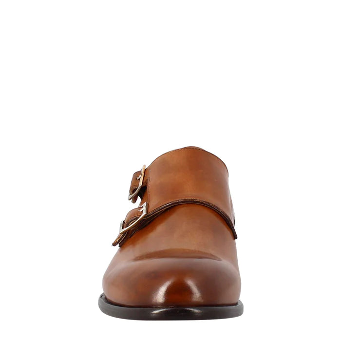 leather men's shoes with double buckle handmade