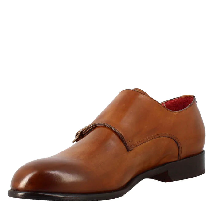 leather men's shoes with double buckle handmade