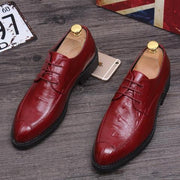 Men's Stylish Pointed Toe Dress Shoes PU Leather Lace-up Wedding Derby Shoes Mens Modern Business Oxfords Casual Shoes