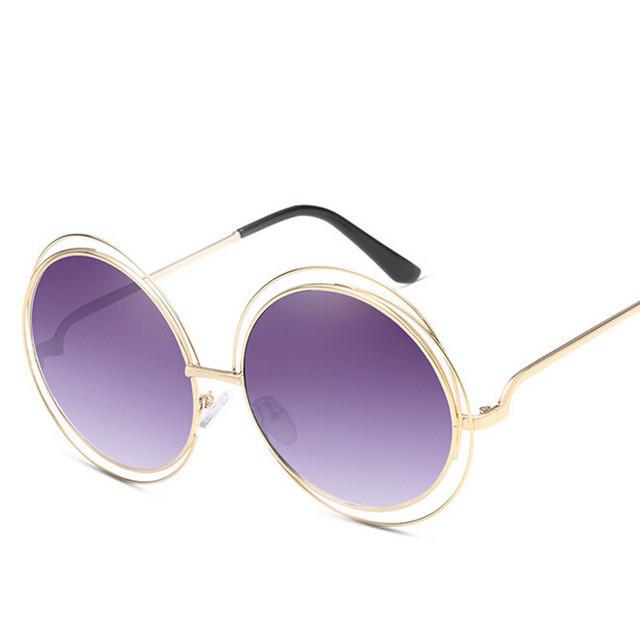 Round Frame Sunglasses Wholesale Trend Sunglasses Metal Sunglasses European and American Ladies Sunglasses Big Frame 3018