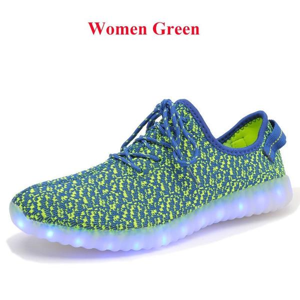breathable flying woven light shoes for men and women couples LED light sneakers casual light shoes colorful luminous shoes