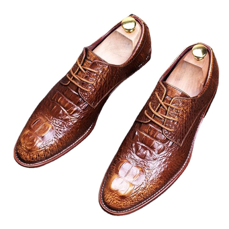 Men's pointed leather shoes Business dress Men's shoes lace