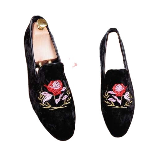 British personality tide shoes embroidery retro casual men's shoes nightclub a pedal shoes hair stylist tip WZ