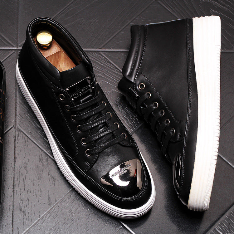 men's short leather jeans boots
