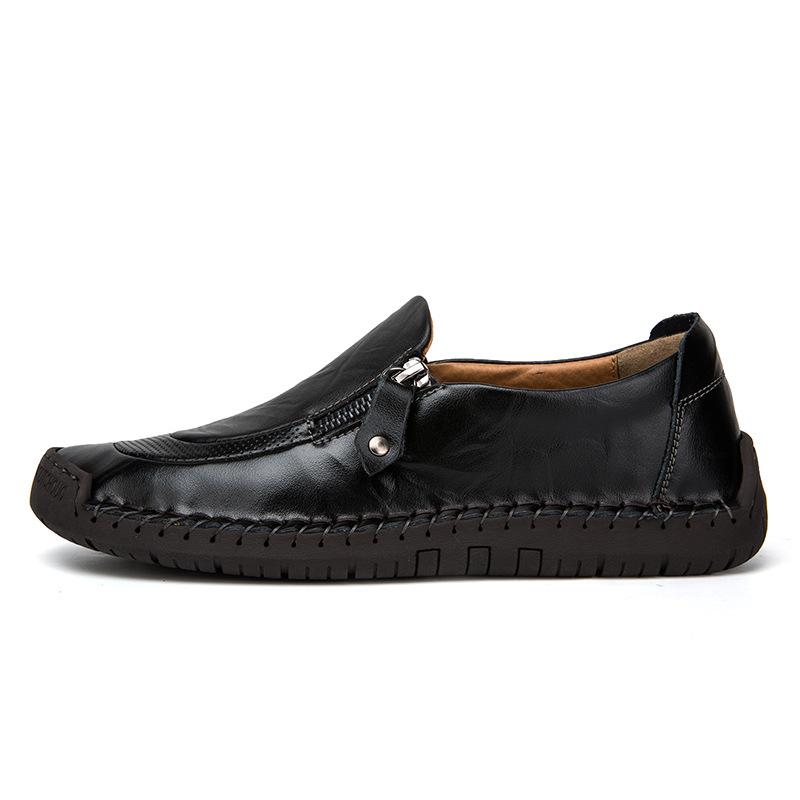 24 autumn new personalized stitching casual shoes men's soft leather shoes large size lazy Korean fashion shoes