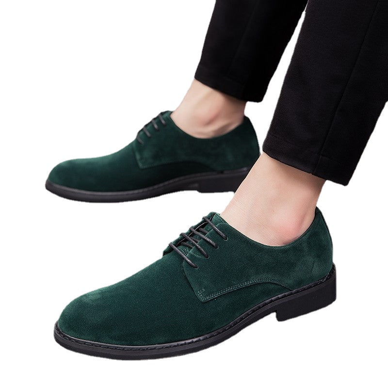 Leather shoes men's Korean version trend British business casual matte leather all-match men's shoes pointed toe small leather shoes black wedding shoes