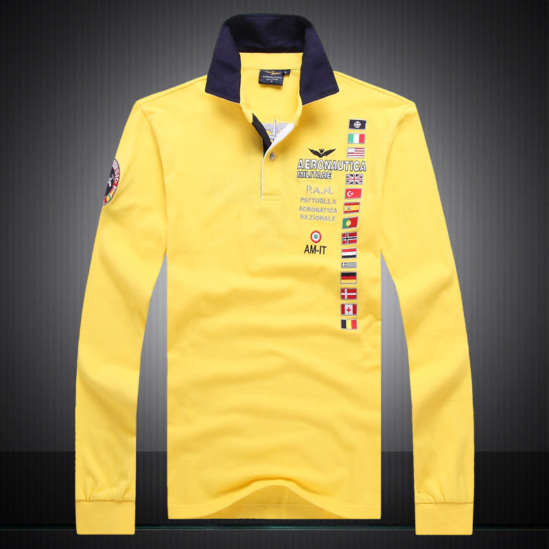 long sleeve T-shirt men's pure color men's polo shirt