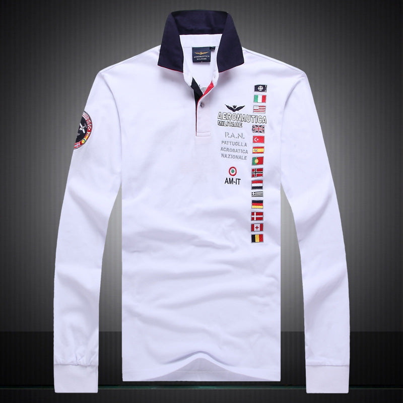 long sleeve T-shirt men's pure color men's polo shirt