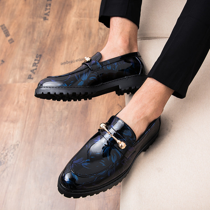 2023 winter new low-top shiny men's shoes British men's pointed toe business casual leather shoes hair stylist cotton leather shoes