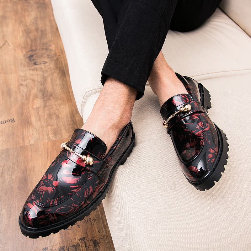 2023 winter new low-top shiny men's shoes British men's pointed toe business casual leather shoes hair stylist cotton leather shoes