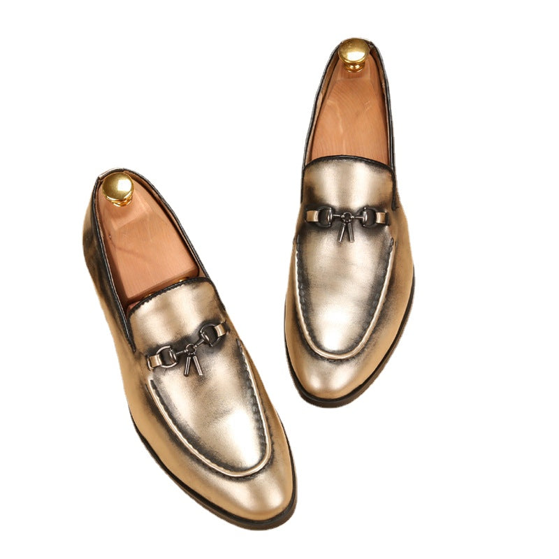 Spring and Summer Personality Slip-on Lazy Shoes Polished Nightclub Social Guy Peas Shoes Men's British Style Trendy Shoes Retro