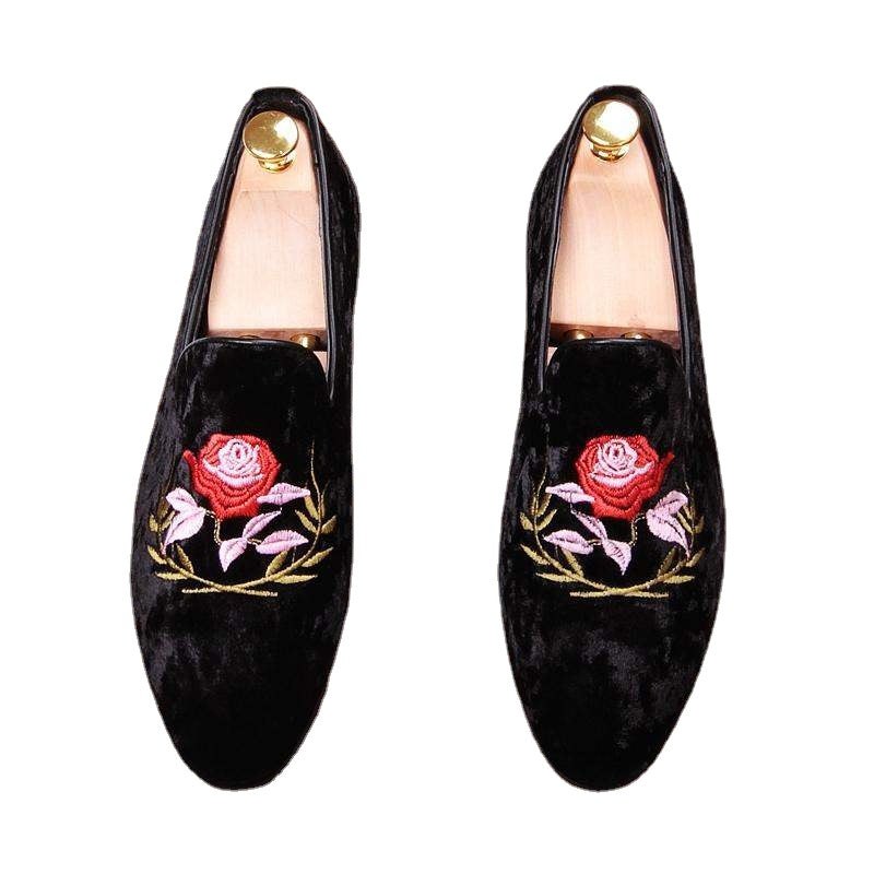 British personality tide shoes embroidery retro casual men's shoes nightclub a pedal shoes hair stylist tip WZ