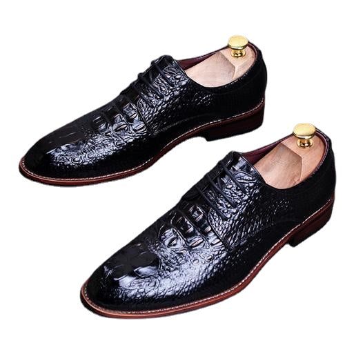 Men's pointed leather shoes Business dress Men's shoes lace