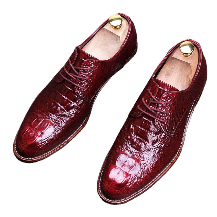 Men's pointed leather shoes Business dress Men's shoes lace
