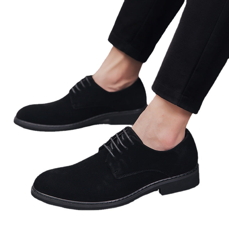 Leather shoes men's Korean version trend British business casual matte leather all-match men's shoes pointed toe small leather shoes black wedding shoes