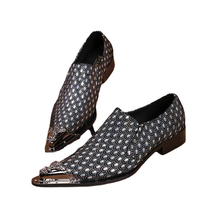 British wind set foot leather business sharp scalp shoes men's iron-headed casual shoes Korean version of the fashion trend line men's shoes