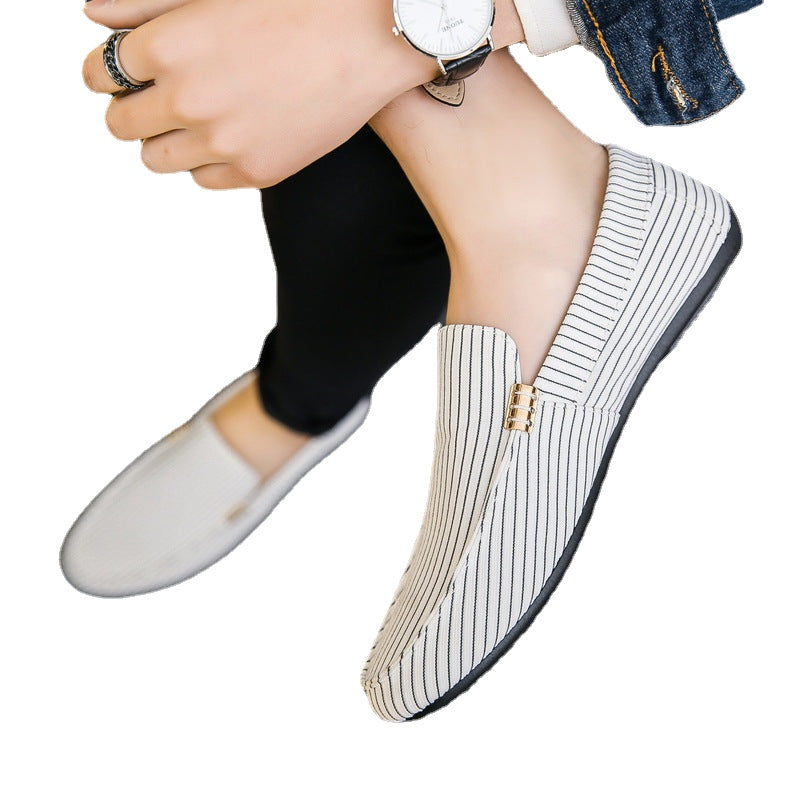 23 spring new men's shoes social guy casual shoes lazy tide shoes set foot peas shoes men's stripes