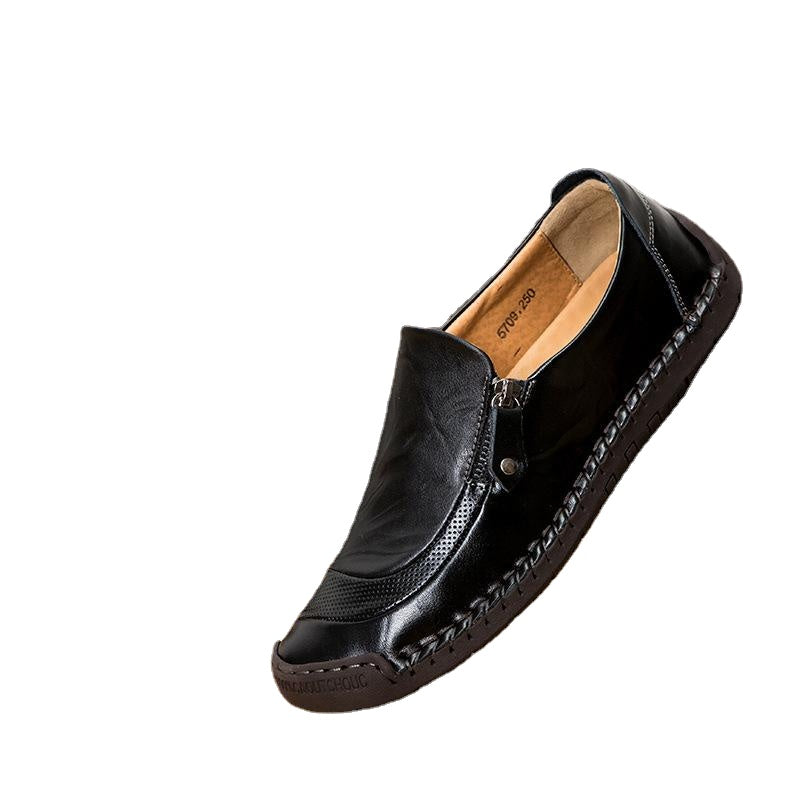 24 autumn new personalized stitching casual shoes men's soft leather shoes large size lazy Korean fashion shoes