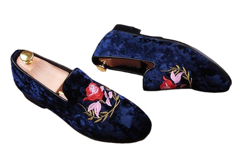 British personality tide shoes embroidery retro casual men's shoes nightclub a pedal shoes hair stylist tip WZ