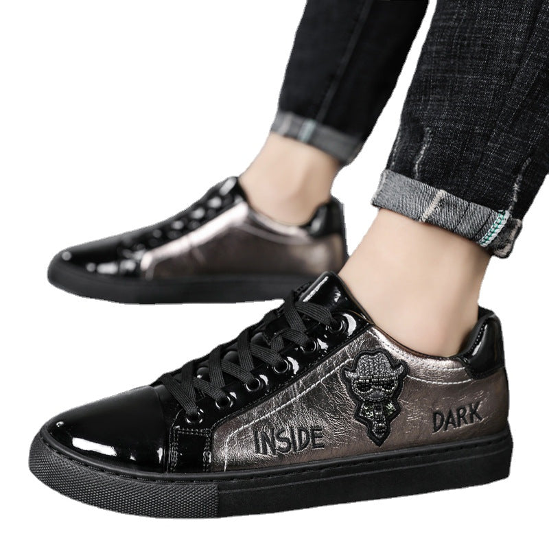 Men's Shoes Summer New Trendy Versatile Low-Top Flat Shoes Men's Black Casual Leather Shoes Trendy Shoes