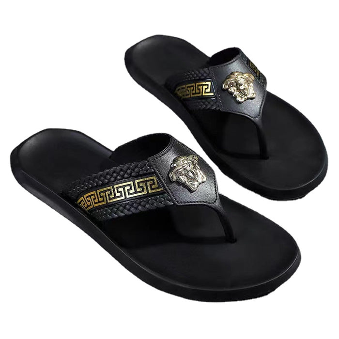 Men's slippers summer fashion fashion flip flops outdoor wear beach indoor angled flip flops men