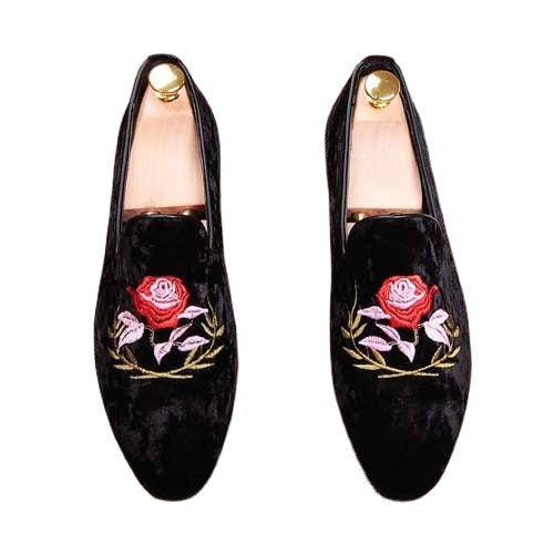 British personality tide shoes embroidery retro casual men's shoes nightclub a pedal shoes hair stylist tip WZ