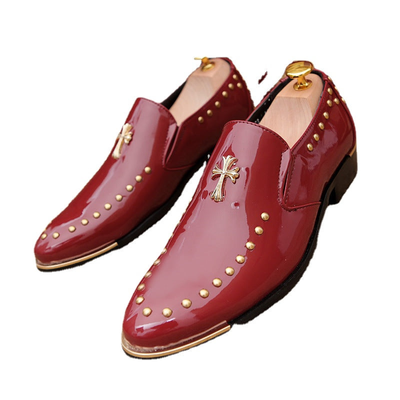 New men's pointed shoes, hair stylist, spring trend, men's shoes, Korean version, casual business, bright leather, British small shoes