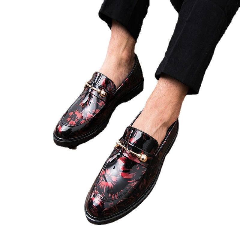 2023 winter new low-top shiny men's shoes British men's pointed toe business casual leather shoes hair stylist cotton leather shoes