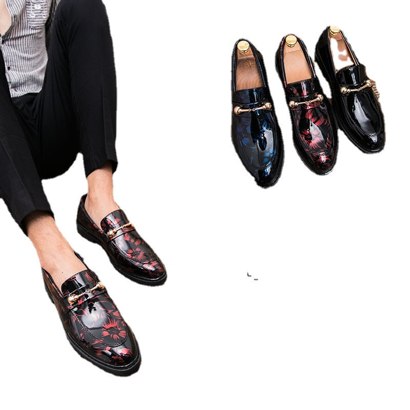 2023 winter new low-top shiny men's shoes British men's pointed toe business casual leather shoes hair stylist cotton leather shoes