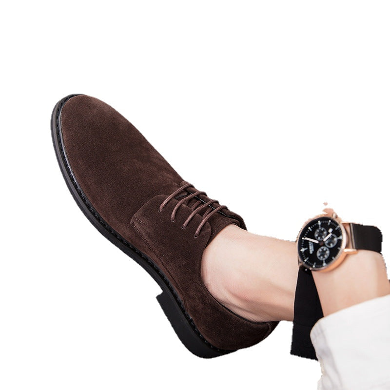 Leather shoes men's Korean version trend British business casual matte leather all-match men's shoes pointed toe small leather shoes black wedding shoes