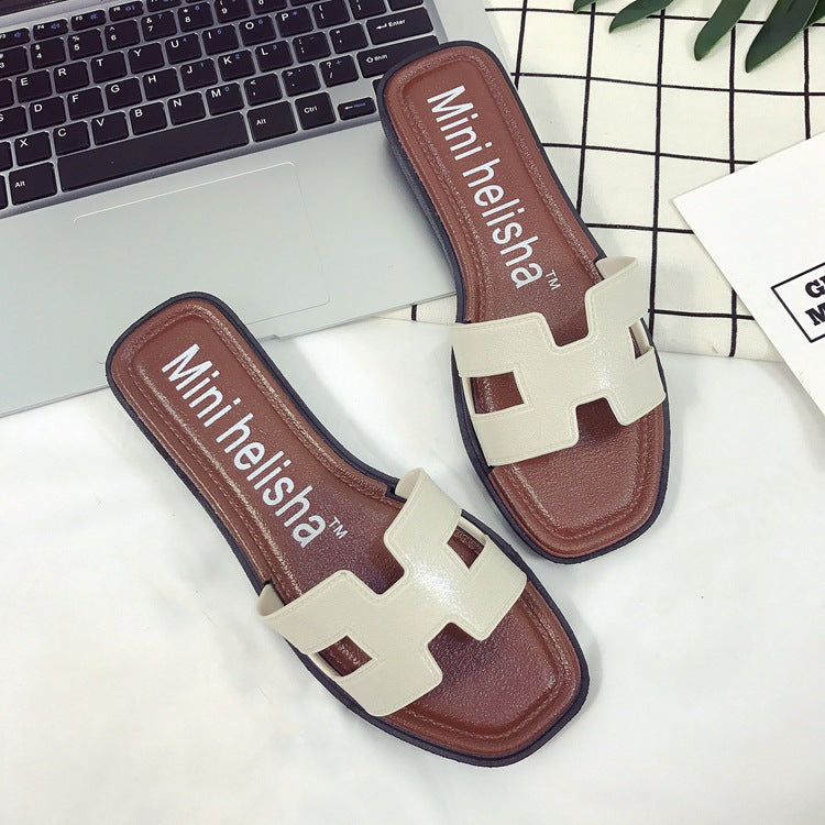 Summer new style sandals for women, fashionable outer wear, Korean version, flat soft bottom, one-line women's sandals, outdoor slippers