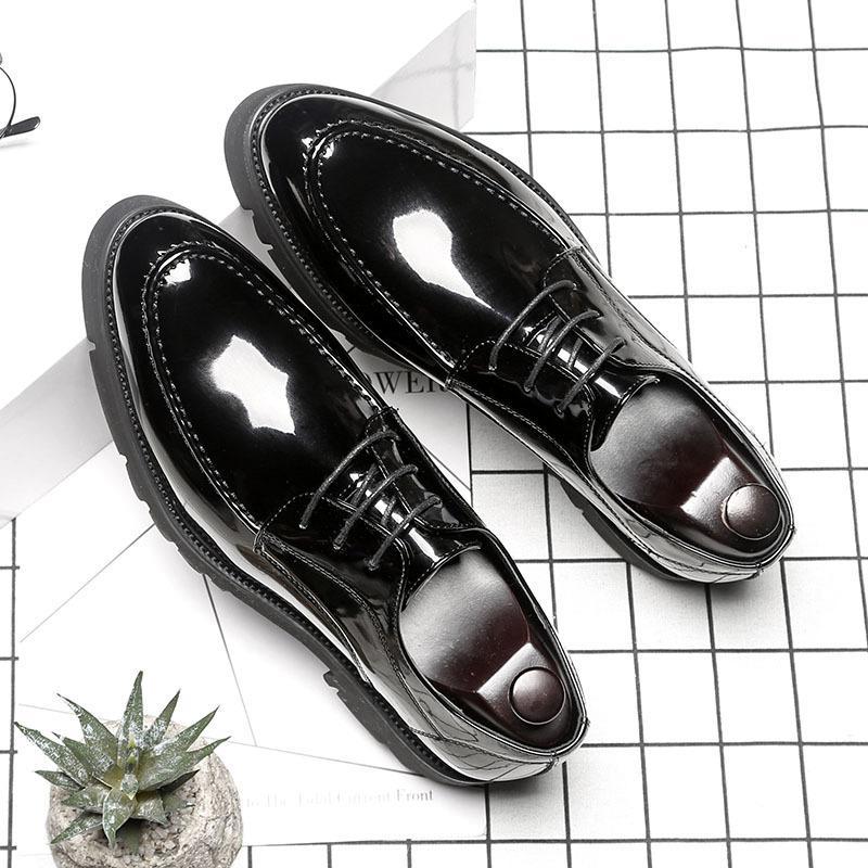 Huaque pointed patent leather strap men's Korean version of the trend business dress casual shoes 101