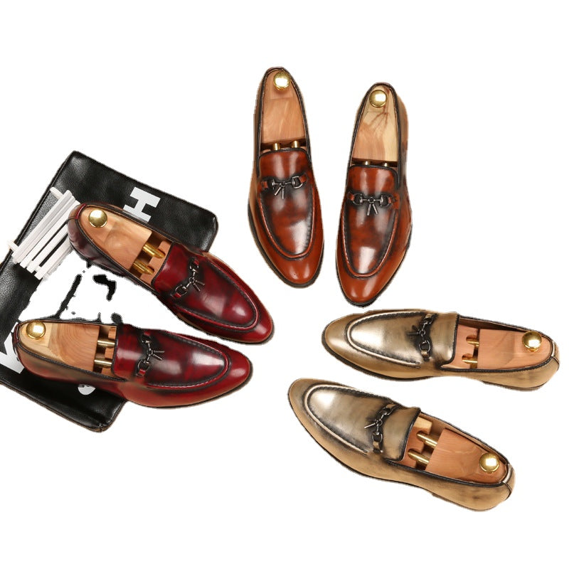 Spring and Summer Personality Slip-on Lazy Shoes Polished Nightclub Social Guy Peas Shoes Men's British Style Trendy Shoes Retro