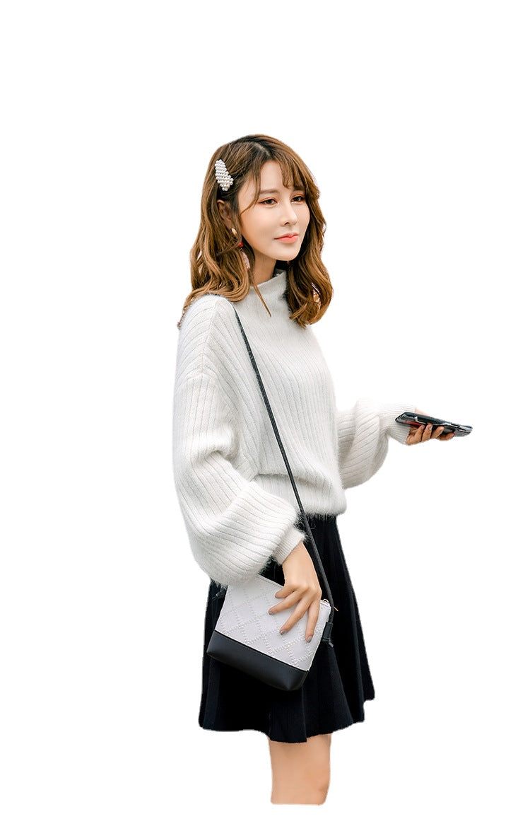 Popular new style women's bag single shoulder crossbody bag embossed rhombus retro bucket bag