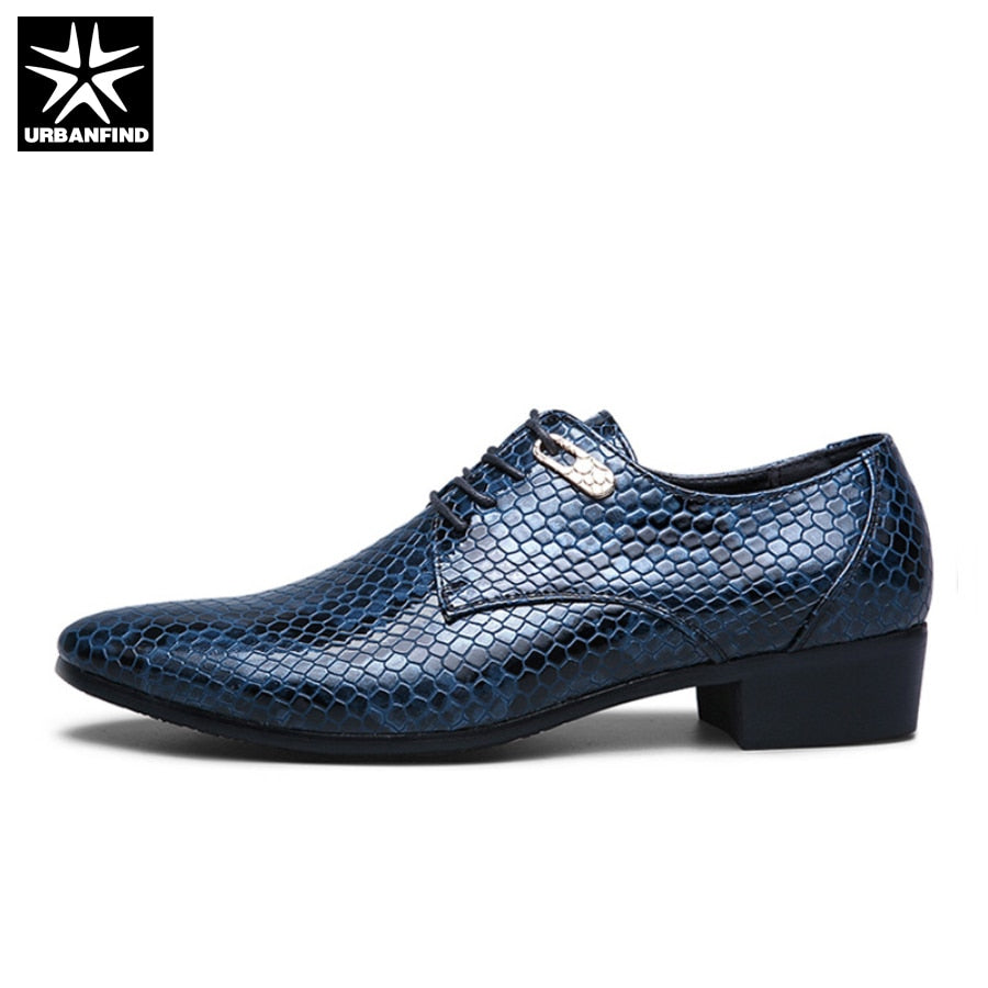 New Imitate Snake Leather Men Oxford Shoes Lace Up Casual Business Men Pointed Shoes Brand Men Wedding Men Dress Boat Shoes