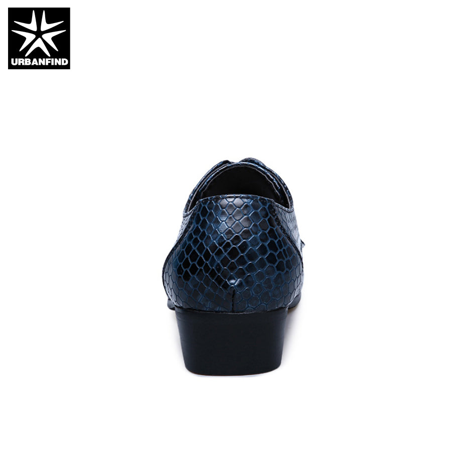 New Imitate Snake Leather Men Oxford Shoes Lace Up Casual Business Men Pointed Shoes Brand Men Wedding Men Dress Boat Shoes