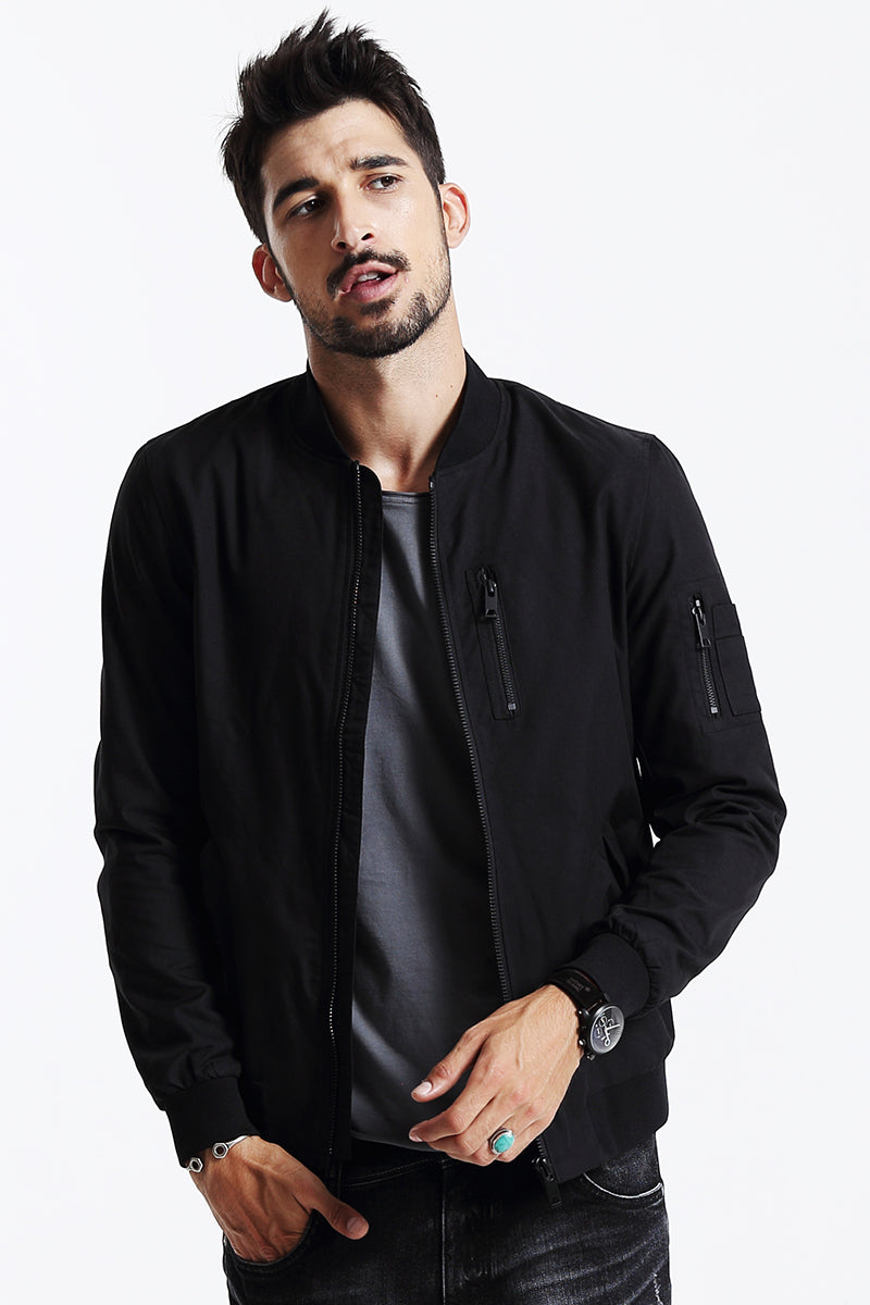 wood men's autumn men's casual baseball uniform arm zipper slim baseball collar jacket