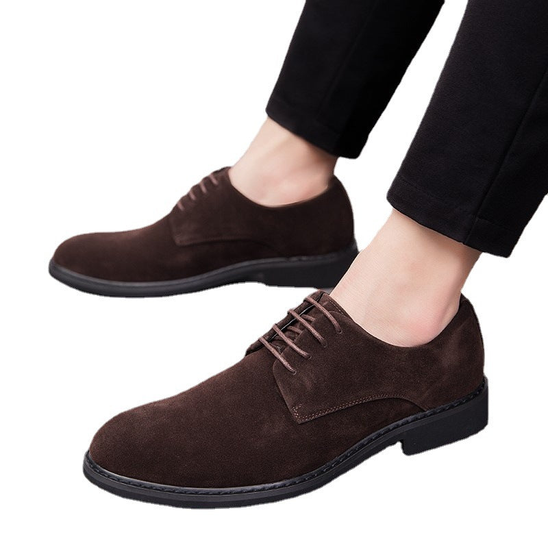 Leather shoes men's Korean version trend British business casual matte leather all-match men's shoes pointed toe small leather shoes black wedding shoes