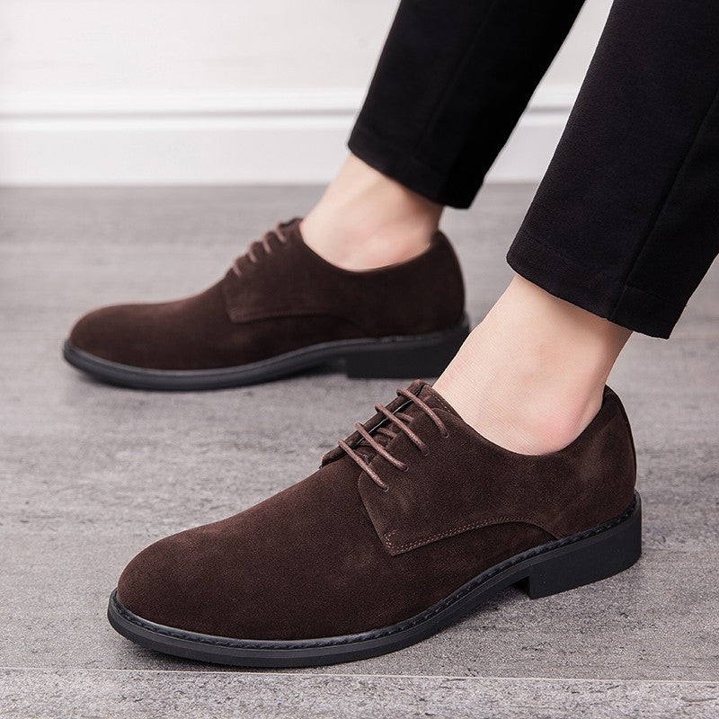 Leather shoes men's Korean version trend British business casual matte leather all-match men's shoes pointed toe small leather shoes black wedding shoes