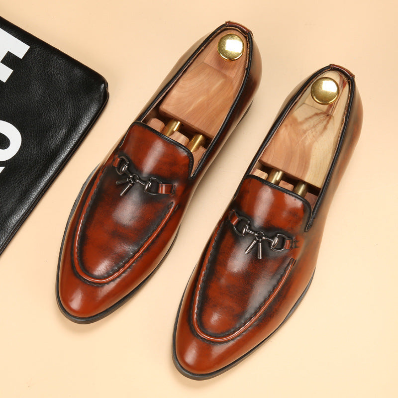 Spring and Summer Personality Slip-on Lazy Shoes Polished Nightclub Social Guy Peas Shoes Men's British Style Trendy Shoes Retro