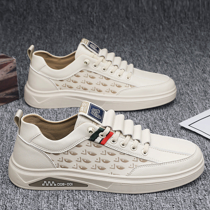 Small white men shoes in autumn and breathable flat shoes for men&#039;s sports and leisure in summer, men&#039;s versatile shoes with one pedal and work tide.
