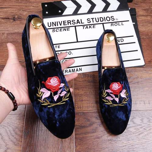 British personality tide shoes embroidery retro casual men's shoes nightclub a pedal shoes hair stylist tip WZ
