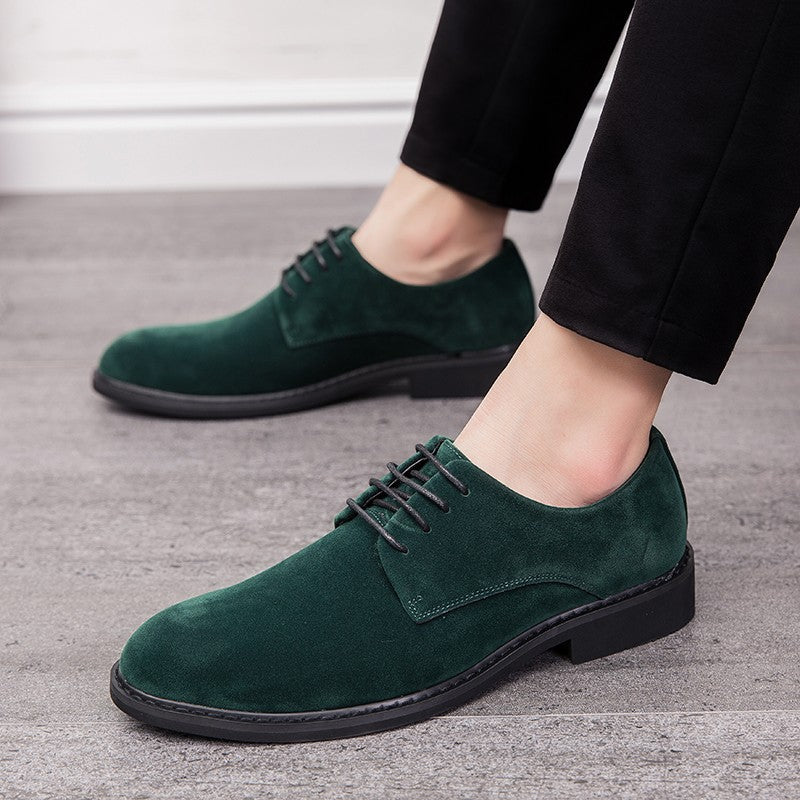 Leather shoes men's Korean version trend British business casual matte leather all-match men's shoes pointed toe small leather shoes black wedding shoes