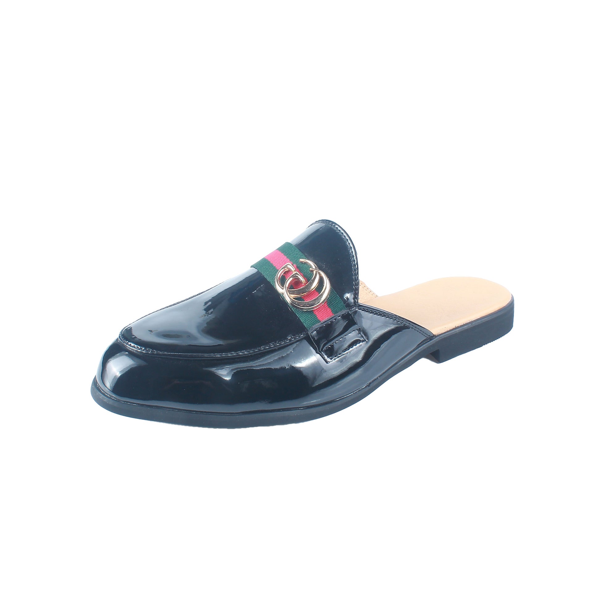 Men's Half Slippers Summer Cool Outer Wear Men's Leather Slippers 2023 New British Style Closed Toe Buckle without Heel Trendy Men's Shoes