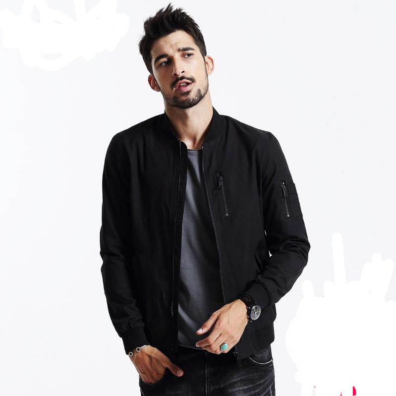 wood men's autumn men's casual baseball uniform arm zipper slim baseball collar jacket