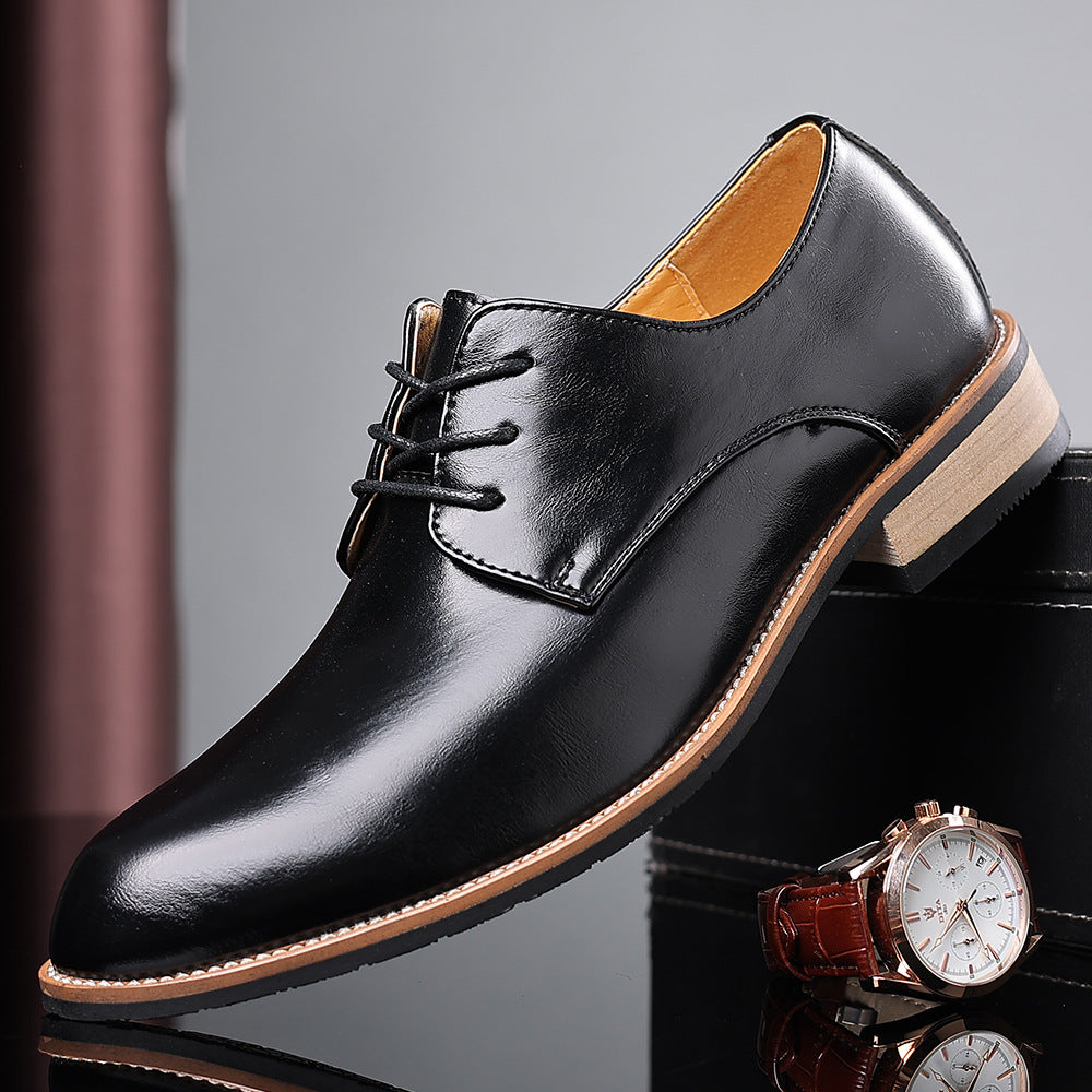 Versatile New Men's Shoes Business Dress Work Shoes Men's English Style Soft Sole Black Professional Casual Leather Shoes Men