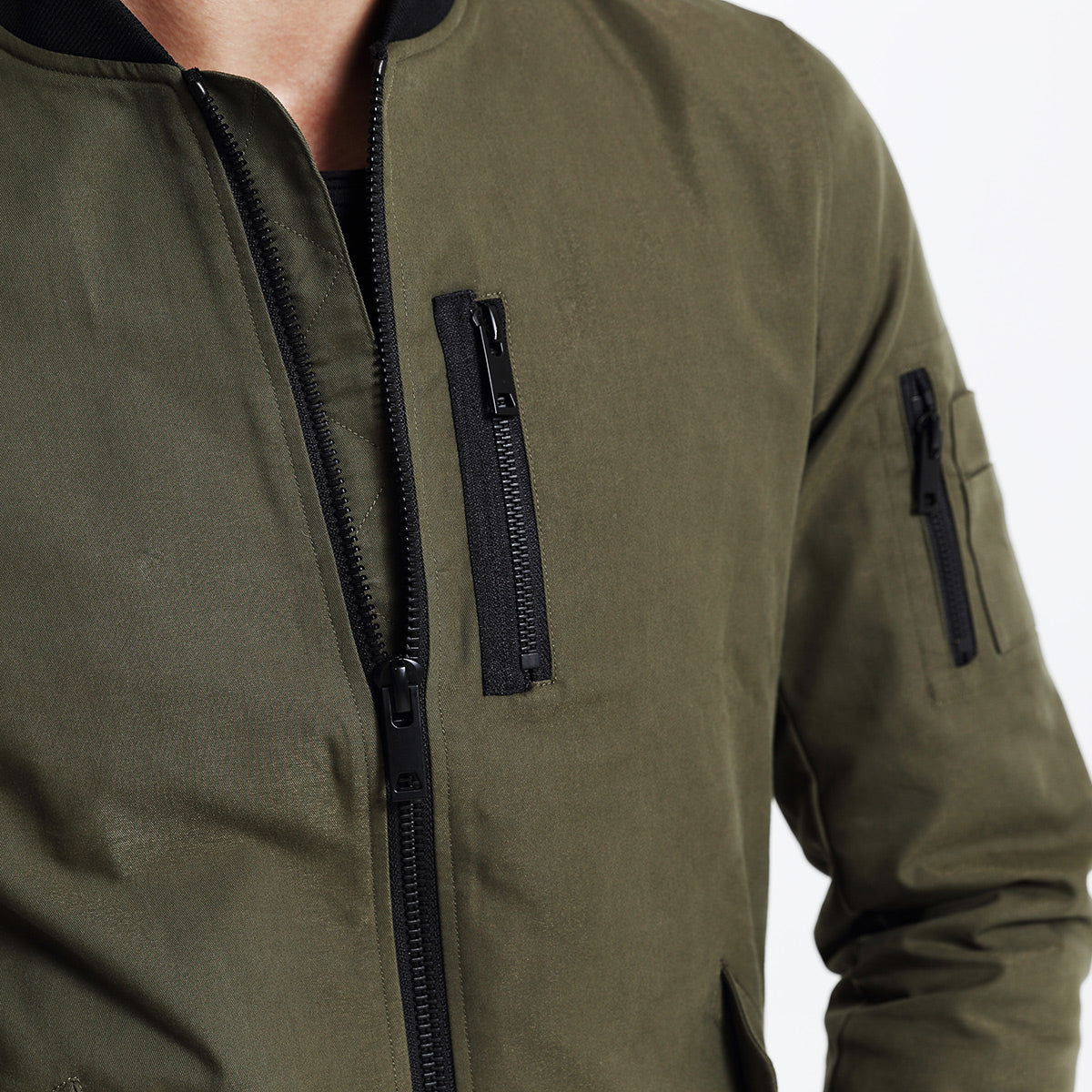 wood men's autumn men's casual baseball uniform arm zipper slim baseball collar jacket
