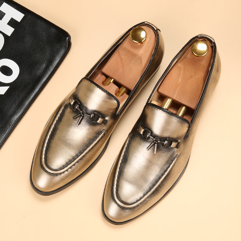 Spring and Summer Personality Slip-on Lazy Shoes Polished Nightclub Social Guy Peas Shoes Men's British Style Trendy Shoes Retro